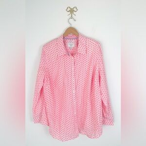 Charter Club Relaxed Fit Button Down Shirt Women Plus 22W Pink White Floral